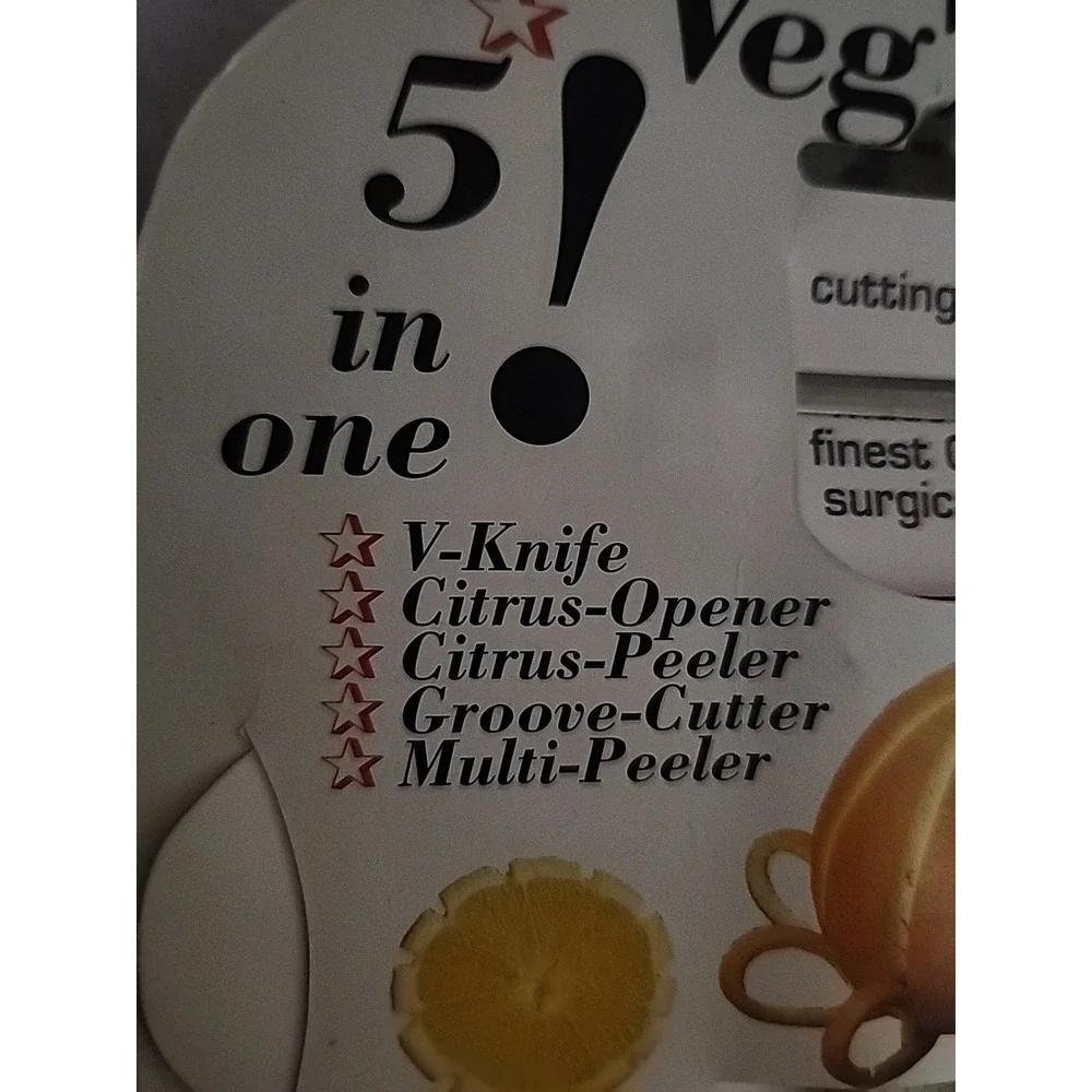 Borner Veg'Art 5-in-1 Prep Tool (V-Knife, Citrus-Peeler/Opener,‎ Groove cutter)